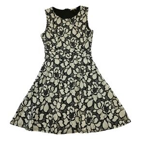 Soprano Black White Floral Lace Fit Flare Dress Women's Size S